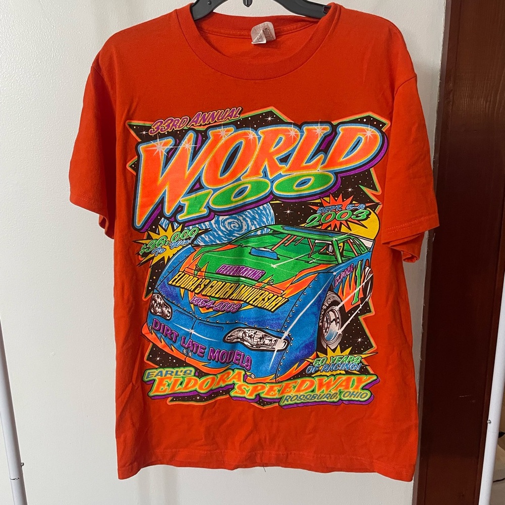 Vintage Orange Short Sleeve Eldora Sleedway Racing Graphic Tee